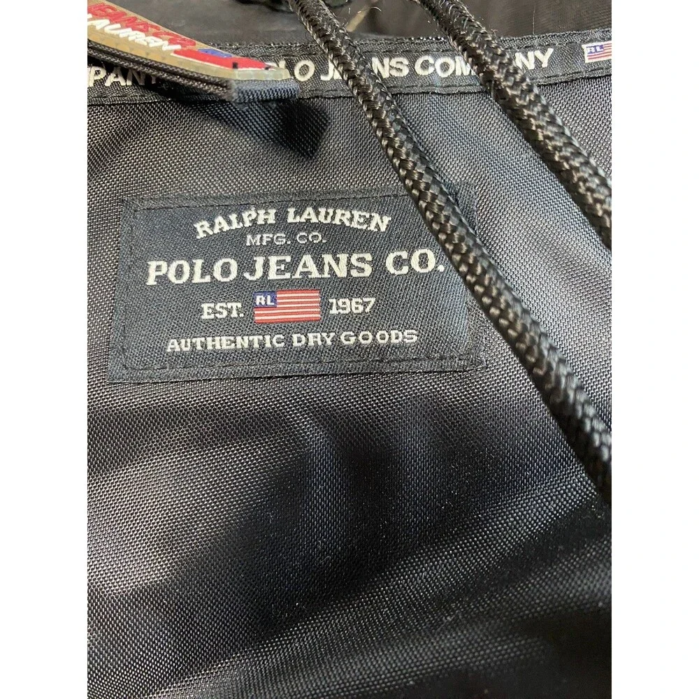 Polo Jeans Ralph Lauren Sport Sling Nylon Bucket Bag Flag Black Vintage 90’s